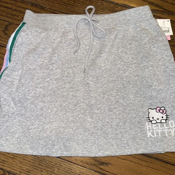 Sanrio Hello Kitty Women's Skirt Grey Size M NWT Elastic Waist Drawstring - Picture 2 of 8
